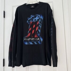 Harley Davidson American‎ #1 Big Logo Longsleeve Tshirt